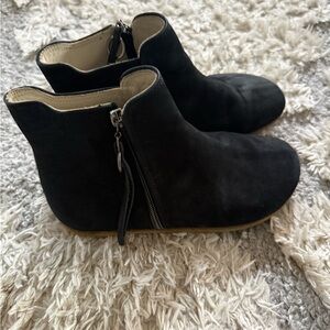 Classic Black Suede Ankle Booties with Side Zip